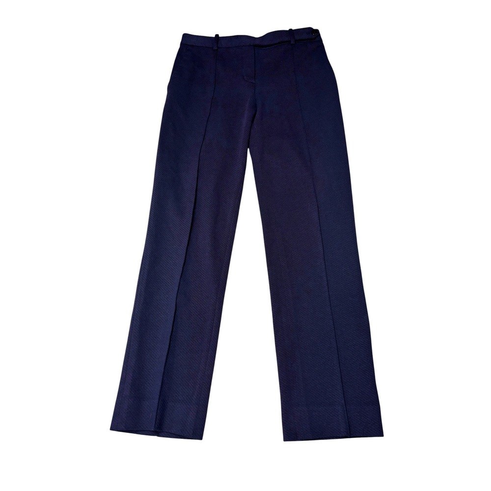 Theory Womens Pintuck Knit Twill 2 Navy  Straight Leg Trousers Pants‎ 6 W28 L27